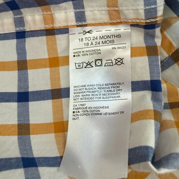 Janie and Jack plaid button-up 2 shirt bundle red yellow Kids 18–24M classic - Picture 15 of 16